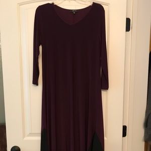 Comfy USA dress size M, deep rich purple with wavy black bottom with slits